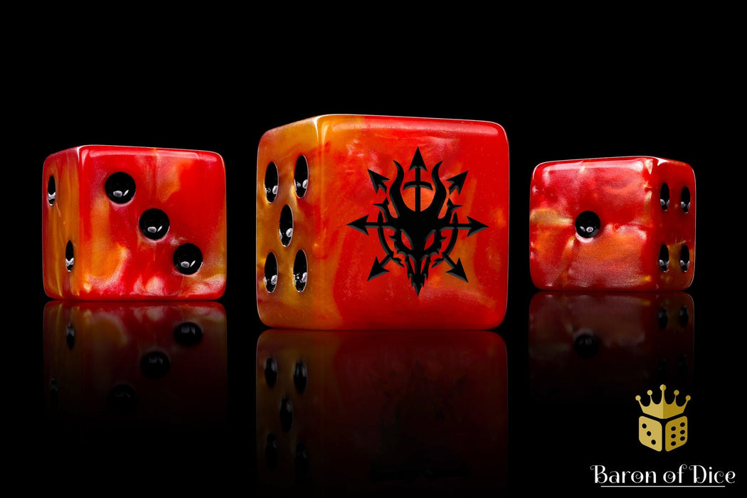 BaronOfDice x8 Dice (Blessing Of Blood) / Square Corner Devil Dragon, Fiery Hell, Dice