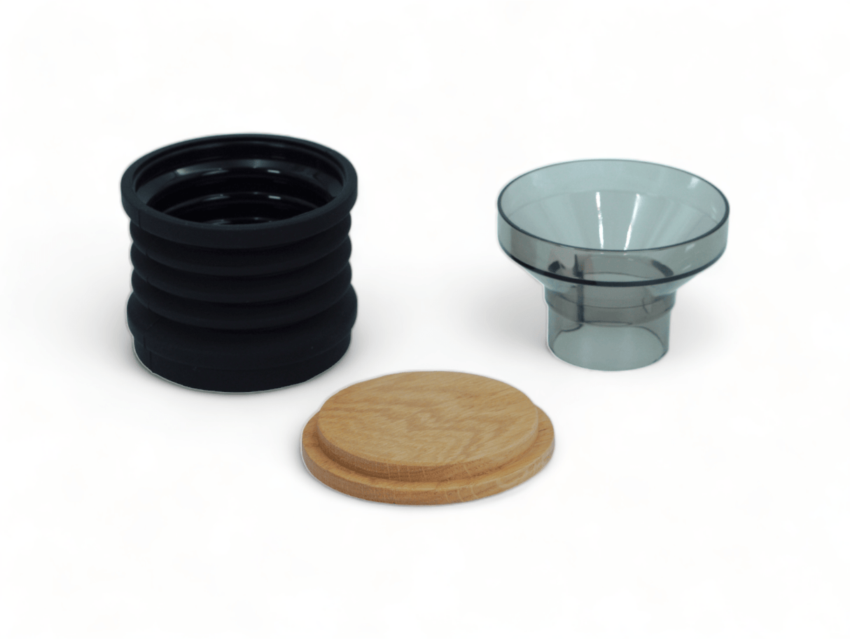 CremaLoop Metallic Lid Version Eureka Mignon Single Dose Bellow | Wood or Metal Lid | Transparent Hopper