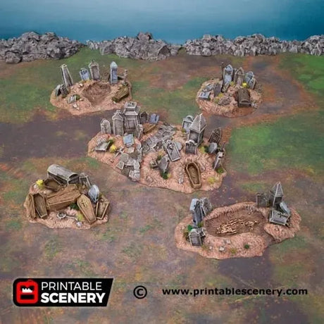 Tabletop Terrain Scatter Terrain Graveyard Hills - Fantasy Scatter Terrain