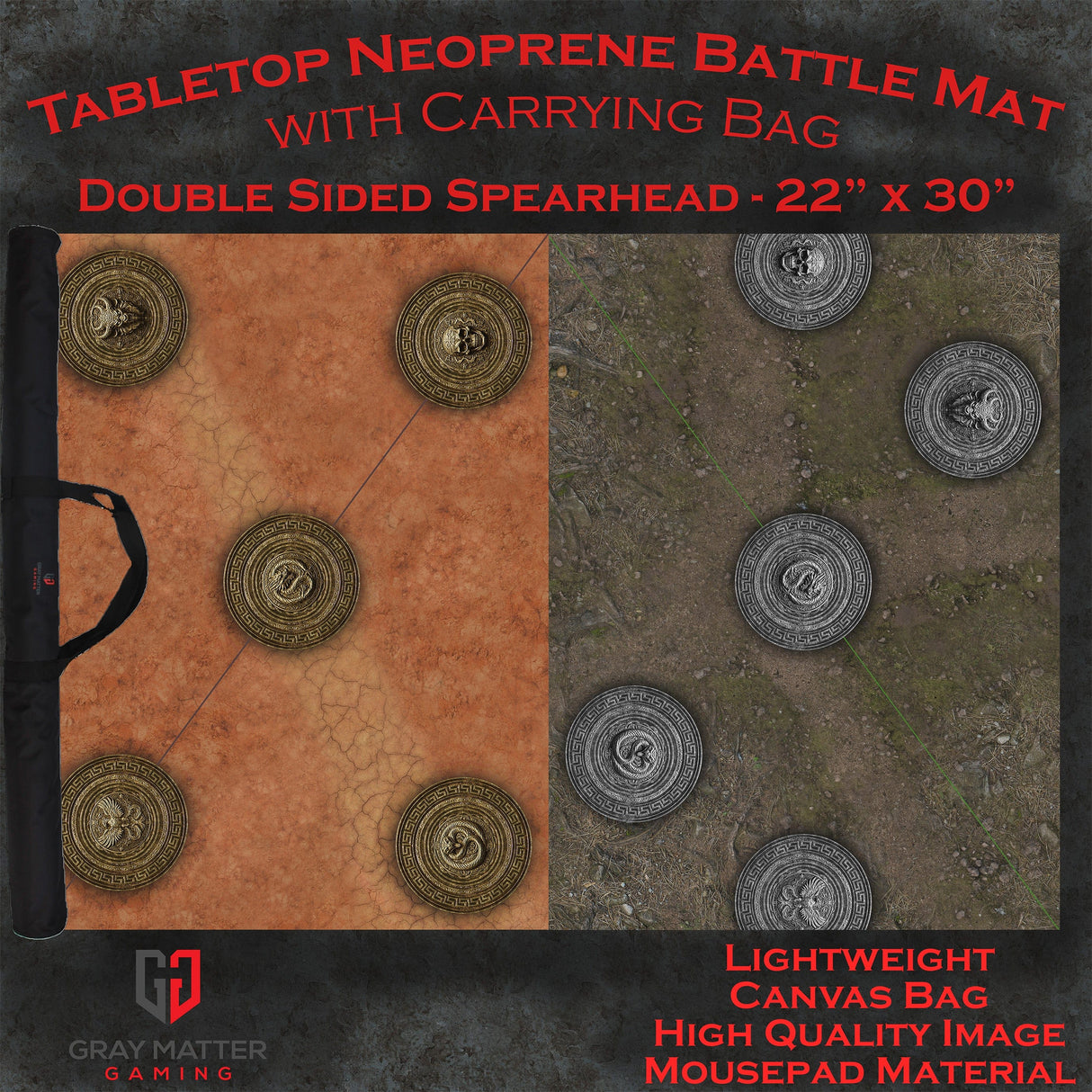 Gray Matter Gaming Gaming Mat 22x30 Spearhead - Cracked Earth & Deep Forest - Neoprene Battle Mat with Bag
