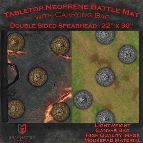 Gray Matter Gaming Gaming Mat 22x30 Spearhead - Infernal Steppes & Traveler's Road - Neoprene Battle Mat with Bag