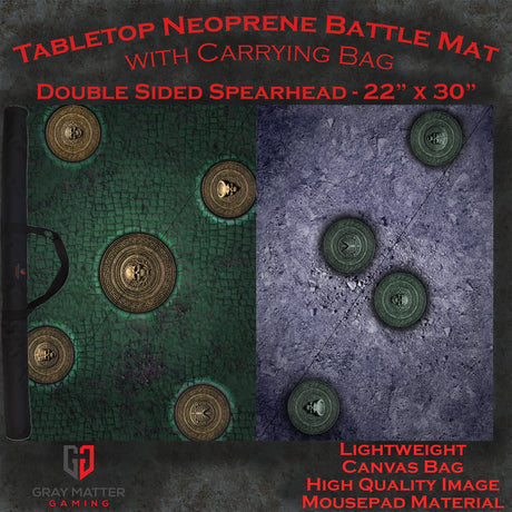 Gray Matter Gaming Gaming Mat 22x30 Spearhead Season 2 - Broken Cobblestone & Desert Paths - Neoprene Battle Mat with Bag
