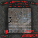 Gray Matter Gaming Gaming Mat 24x24 w\ 3" Grid Urban Ruins - Neoprene Battle Mat with Bag