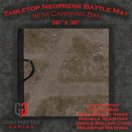 Gray Matter Gaming Gaming Mat 36x36 Abandoned Town - Neoprene Battle Mat with Bag