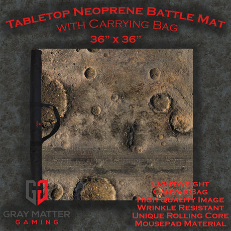 Gray Matter Gaming Gaming Mat 36x36 Blasted Battlefield - Neoprene Battle Mat with Bag