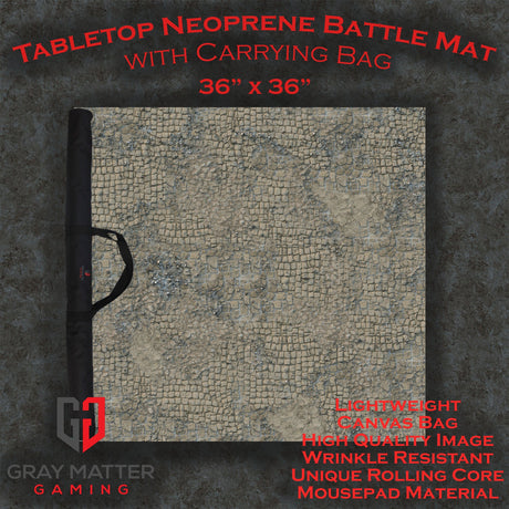 Gray Matter Gaming Gaming Mat 36x36 Broken Cobblestone - Neoprene Battle Mat with Bag