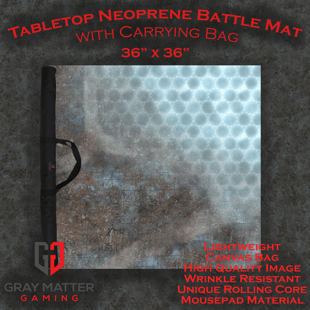 Gray Matter Gaming Gaming Mat 36x36 Danger Room - Neoprene Battle Mat with Bag