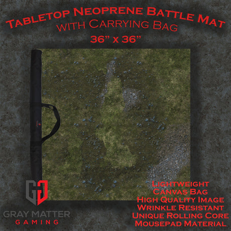 Gray Matter Gaming Gaming Mat 36x36 Field of Battle - Neoprene Battle Mat with Bag