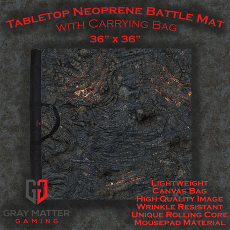Gray Matter Gaming Gaming Mat 36x36 Lava Flows - Neoprene Battle Mat with Bag