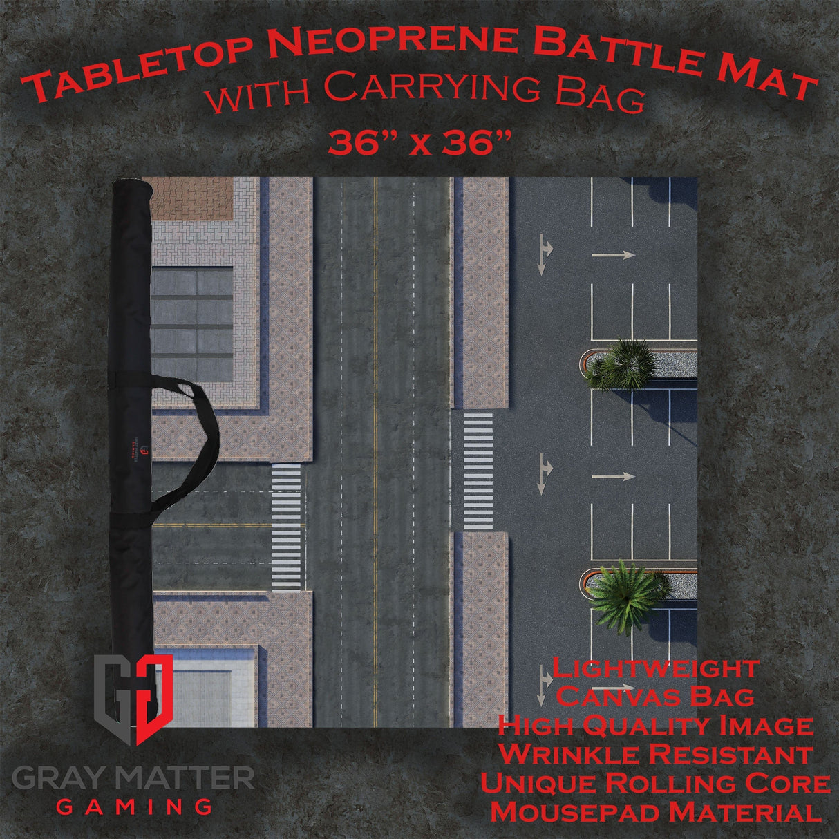 Gray Matter Gaming Gaming Mat 36x36 Modern City 1 - Neoprene Battle Mat with Bag