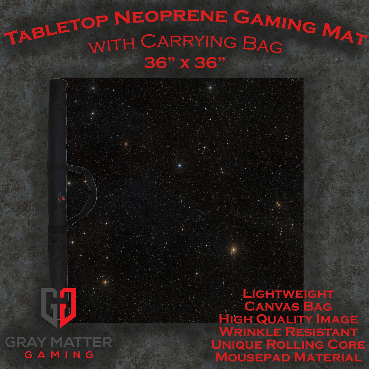 Gray Matter Gaming Gaming Mat 36x36 Starfield - Neoprene Battle Mat - X-Wing, Armada, Battlefleet Gothic, Space, Starships