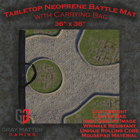 Gray Matter Gaming Gaming Mat 36x36 Town Center - Neoprene Battle Mat with Bag