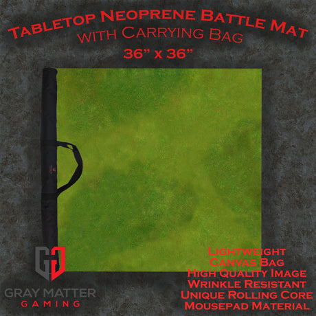 Gray Matter Gaming Gaming Mat 36x36 Verdant Fields 2 - Neoprene Battle Mat - Warhammer, AoS, 40K, Kill Team, MCP, Shatterpoint, Legion, More