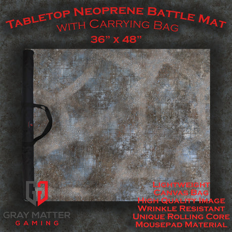 Gray Matter Gaming Gaming Mat 36x48 Urban Ruins - Neoprene Battle Mat with Bag