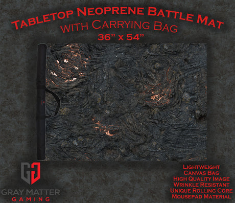 Gray Matter Gaming Gaming Mat 36x54 Lava Flows - Neoprene Battle Mat with Bag