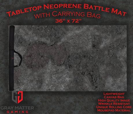 Gray Matter Gaming Gaming Mat 36x72 Ashen Wastelands - Neoprene Battle Mat with Bag