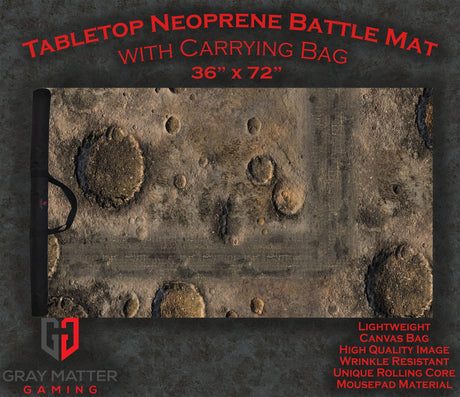 Gray Matter Gaming Gaming Mat 36x72 Blasted Battlefield - Neoprene Battle Mat with Bag