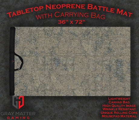 Gray Matter Gaming Gaming Mat 36x72 Broken Cobblestone - Neoprene Battle Mat with Bag