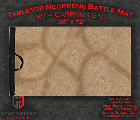 Gray Matter Gaming Gaming Mat 36x72 Desert Paths - Neoprene Battle Mat with Bag