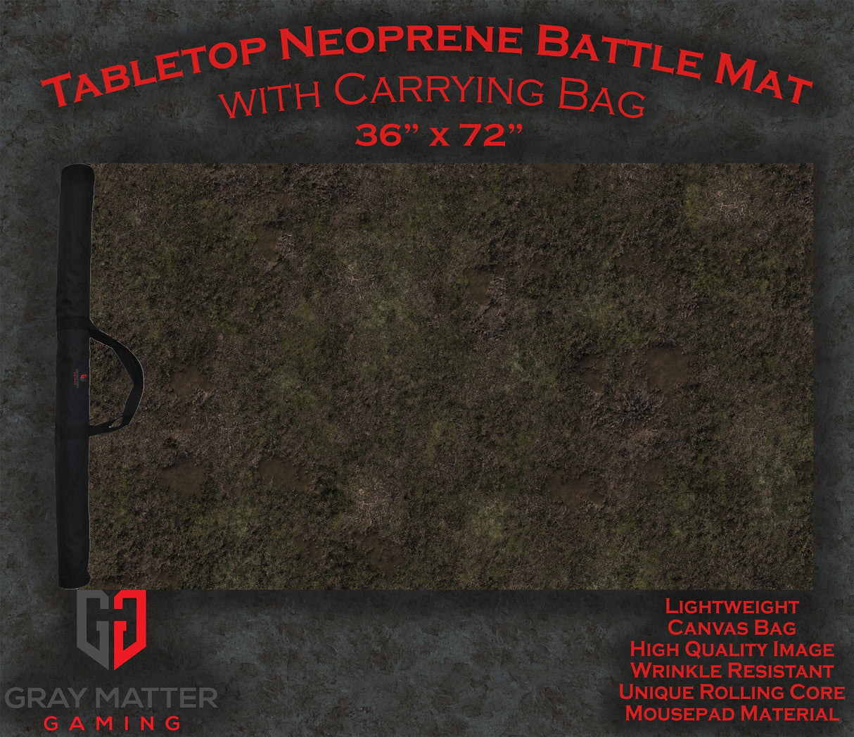 Gray Matter Gaming Gaming Mat 36x72 Dread Marsh - Neoprene Battle Mat with Bag