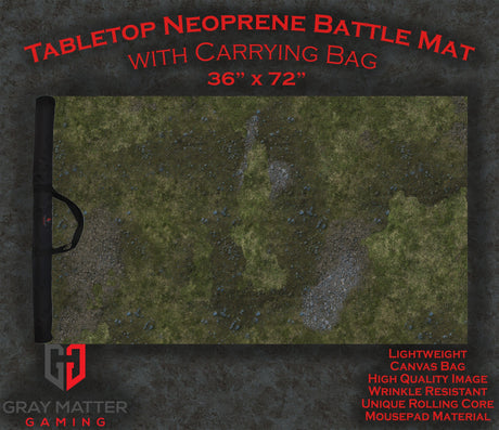 Gray Matter Gaming Gaming Mat 36x72 Field of Battle - Neoprene Battle Mat with Bag