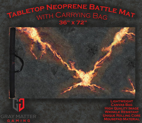 Gray Matter Gaming Gaming Mat 36x72 Infernal Steppes - Neoprene Battle Mat with Bag