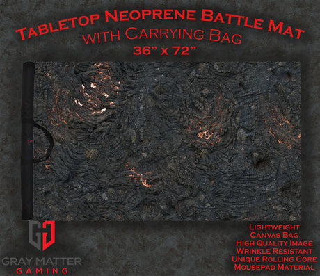 Gray Matter Gaming Gaming Mat 36x72 Lava Flows - Neoprene Battle Mat with Bag