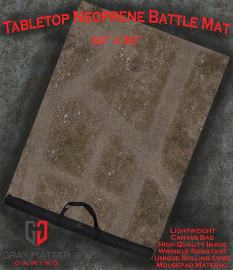 Gray Matter Gaming Gaming Mat 44x60 Abandoned Town - Neoprene Battle Mat with Bag
