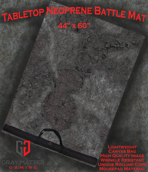 Gray Matter Gaming Gaming Mat 44x60 Ashen Wastelands - Neoprene Battle Mat - Warhammer, AoS, 40K, Kill Team, MCP, Shatterpoint, Legion, More