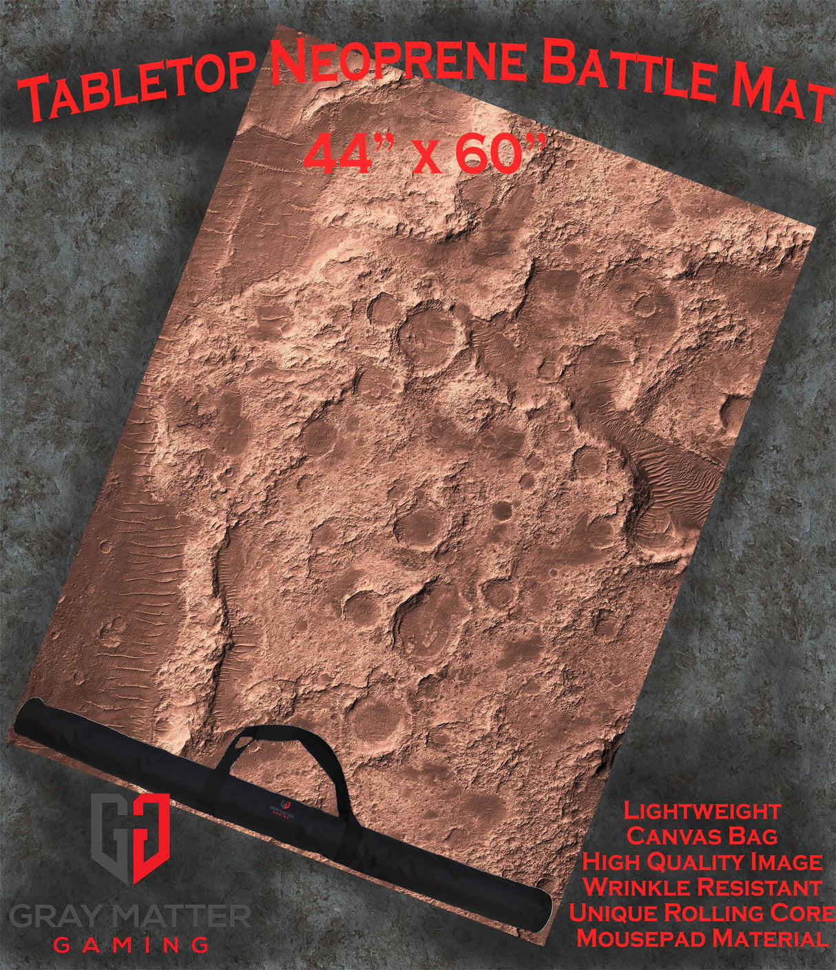 Gray Matter Gaming Gaming Mat 44x60 Barren Lands - Neoprene Battle Mat with Bag