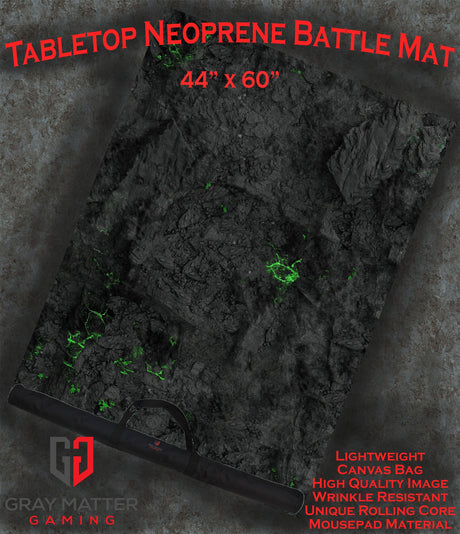 Gray Matter Gaming Gaming Mat 44x60 Blighted Cavern - Neoprene Battle Mat with Bag