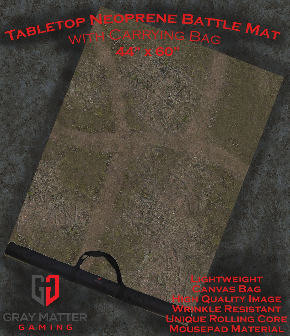 Gray Matter Gaming Gaming Mat 44x60 Deep Forest - Neoprene Battle Mat with Bag