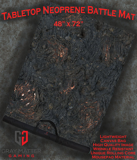 Gray Matter Gaming Gaming Mat 44x60 Lava Flows - Neoprene Battle Mat with Bag