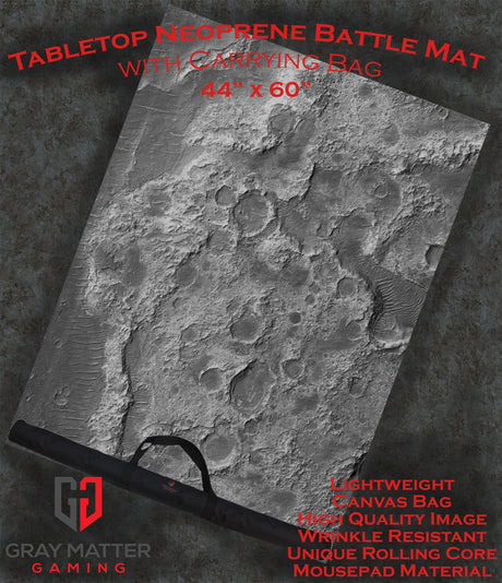 Gray Matter Gaming Gaming Mat 44x60 Moonscape - Neoprene Battle Mat with Bag