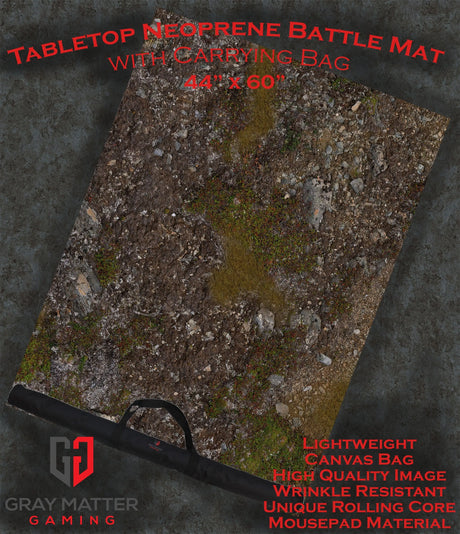 Gray Matter Gaming Gaming Mat 44x60 Muddy Battlefield - Neoprene Battle Mat with Bag