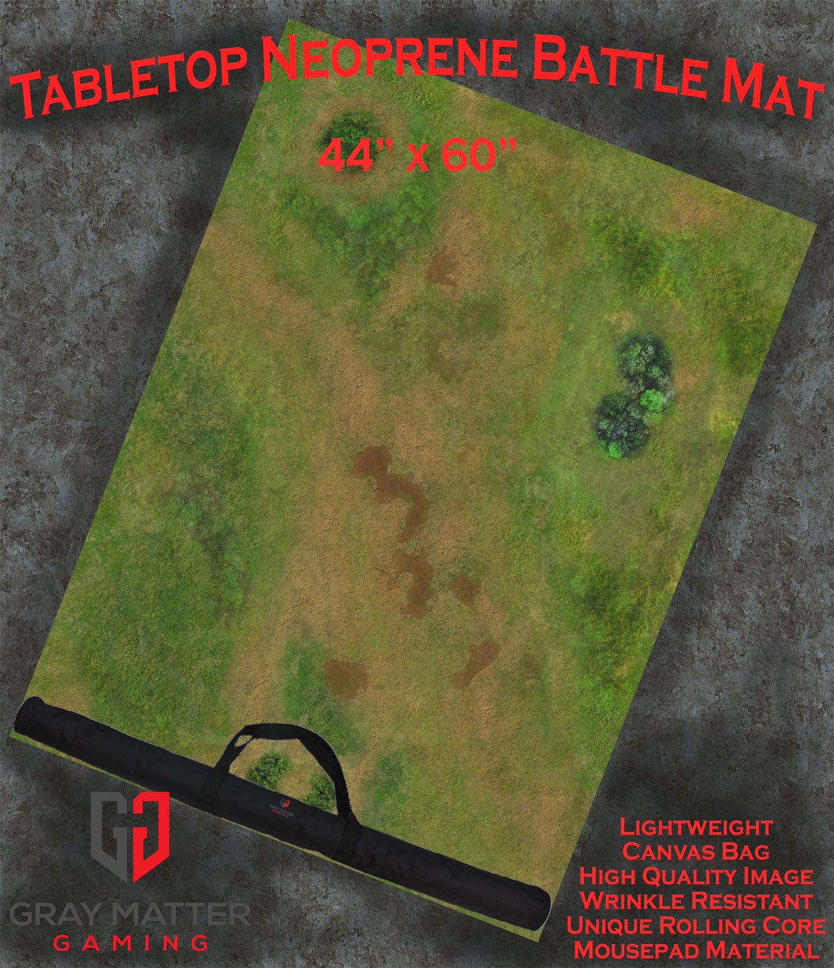 Gray Matter Gaming Gaming Mat 44x60 Traveler's Road - Neoprene Battle Mat - Warhammer, AoS, 40K, Kill Team, MCP, Shatterpoint, Legion, More