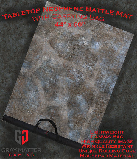 Gray Matter Gaming Gaming Mat 44x60 Urban Ruins - Neoprene Battle Mat with Bag