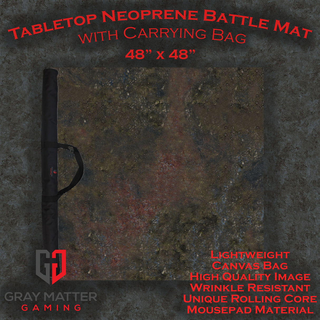 Gray Matter Gaming Gaming Mat 48x48 Boggy Swamp - Neoprene Battle Mat with Bag