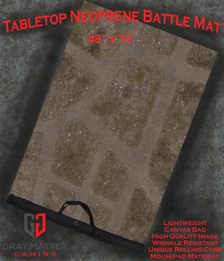 Gray Matter Gaming Gaming Mat 48x72 Abandoned Town - Neoprene Battle Mat with Bag