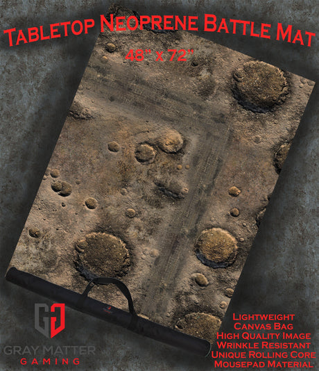 Gray Matter Gaming Gaming Mat 48x72 Blasted Battlefield - Neoprene Battle Mat with Bag
