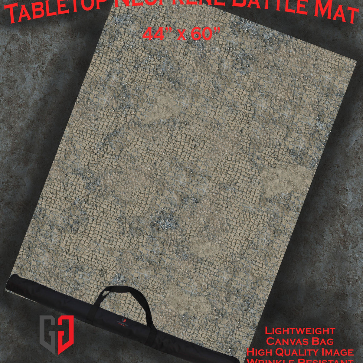 Broken Cobblestone - Neoprene Battle Mat with Bag – Tabletop Terrain