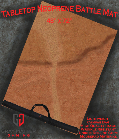 Gray Matter Gaming Gaming Mat 48x72 Cracked Earth - Neoprene Battle Mat with Bag