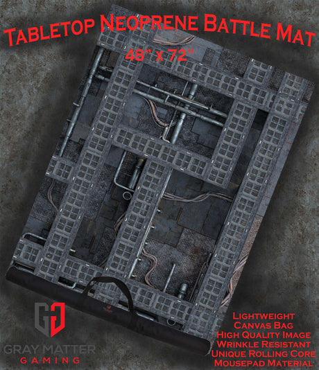 Gray Matter Gaming Gaming Mat 48x72 Grimdark Station - Neoprene Battle Mat with Bag