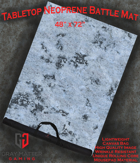 Gray Matter Gaming Gaming Mat 48x72 Snowy Tundra - Neoprene Battle Mat - Warhammer, AoS, 40K, Kill Team, MCP, Shatterpoint, Legion, More