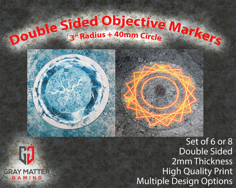 Gray Matter Gaming Objective Marker Double Sided 7.57" Neoprene Objective Markers - Fire and Ice