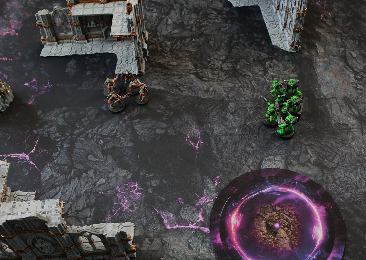 Gray Matter Gaming Objective Marker Double Sided 7.57" Neoprene Objective Markers - Green and Purple Energy