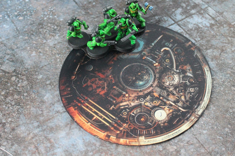Gray Matter Gaming Objective Marker Double Sided 7.57" Neoprene Objective Markers - Hazard Stripes and Gears
