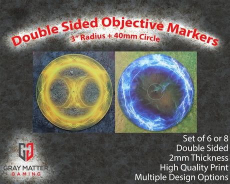 Gray Matter Gaming Objective Marker Double Sided 7.57" Neoprene Objective Markers - Light and Lightning