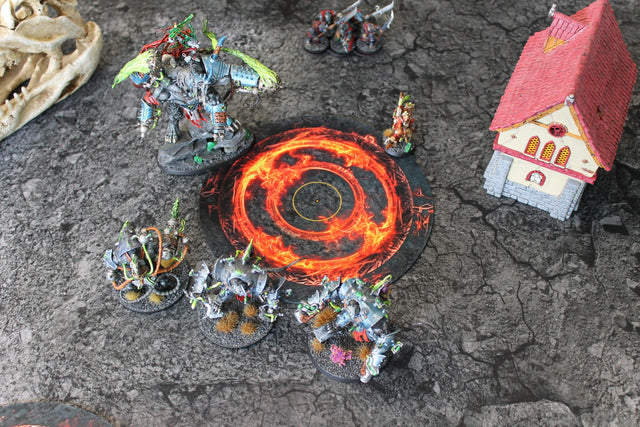 Gray Matter Gaming Objective Marker Double Sided Neoprene 7.57" Objective Markers - Green and Flaming Portal