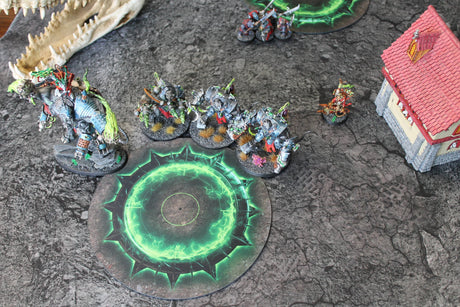 Gray Matter Gaming Objective Marker Double Sided Neoprene 7.57" Objective Markers - Green and Flaming Portal